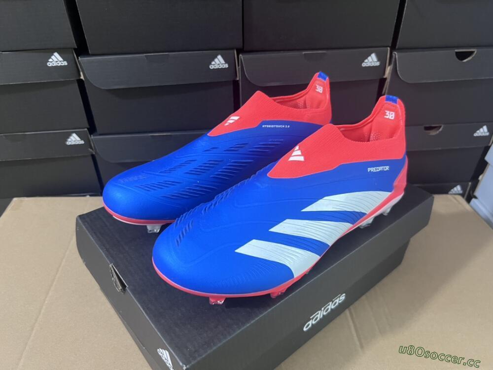 Men's Adidas Predator Elite Laceless FG Firm Ground Low-Tops Football Boots - Blue/White/Red