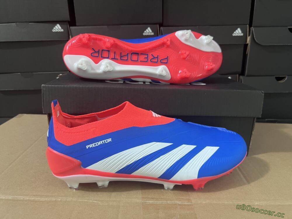 Men's Adidas Predator Elite Laceless FG Firm Ground Low-Tops Football Boots - Blue/White/Red
