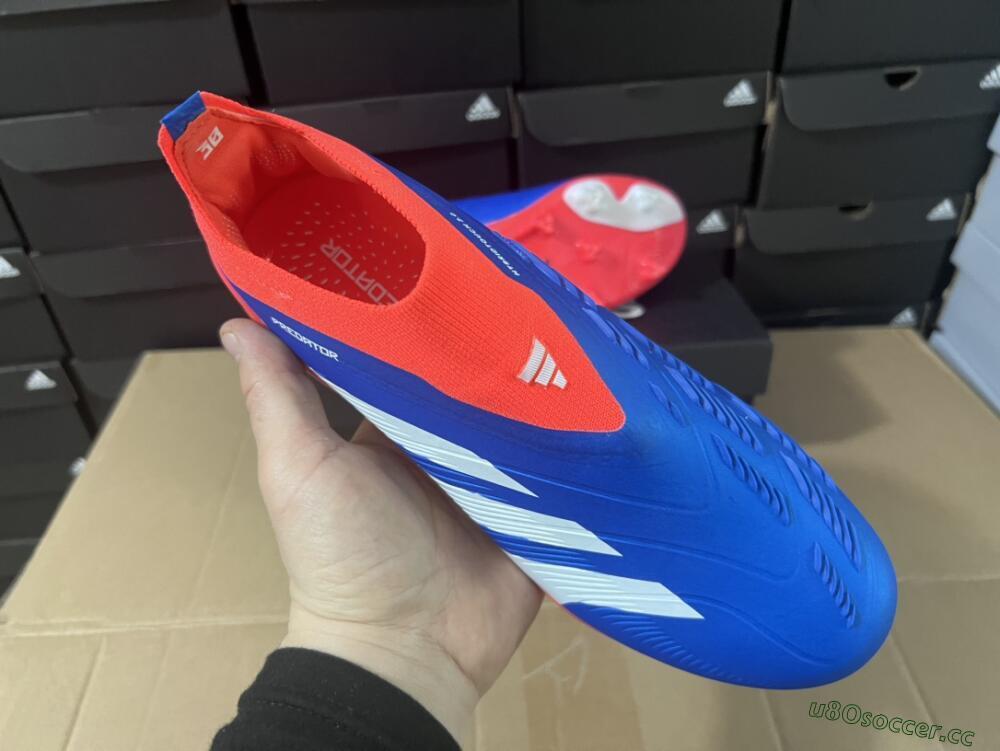 Men's Adidas Predator Elite Laceless FG Firm Ground Low-Tops Football Boots - Blue/White/Red