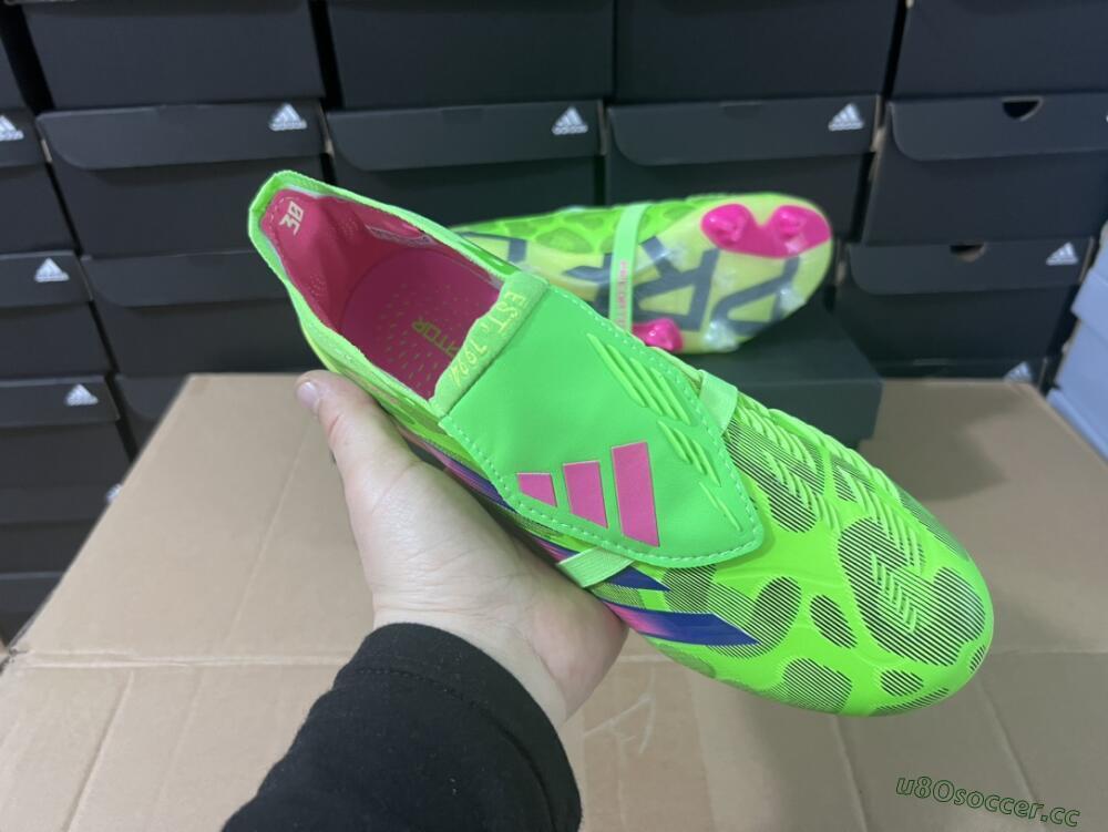 Men's Adidas Predator Elite Foldover Tongue FG Firm Ground Low-Tops Football Boots - Green/Pink/Purple/Yellow