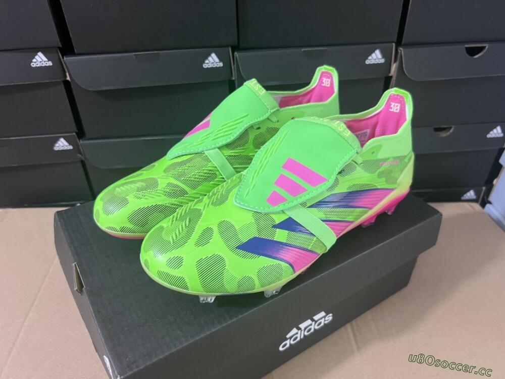Men's Adidas Predator Elite Foldover Tongue FG Firm Ground Low-Tops Football Boots - Green/Pink/Purple/Yellow