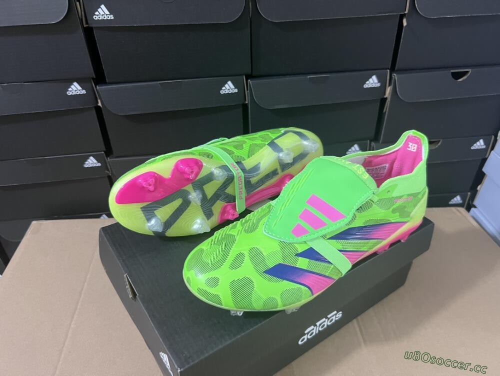 Men's Adidas Predator Elite Foldover Tongue FG Firm Ground Low-Tops Football Boots - Green/Pink/Purple/Yellow
