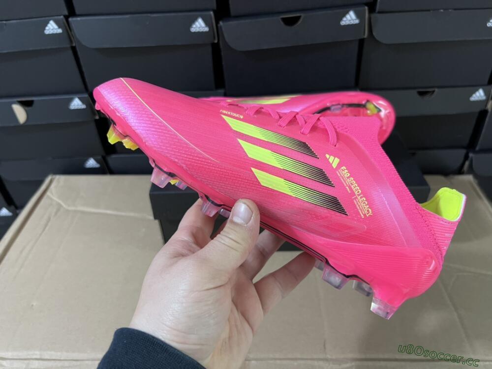 Unisex Adidas F50 Adizero FG Firm Ground Low-Tops Football Boots - Pink/Yellow/Black