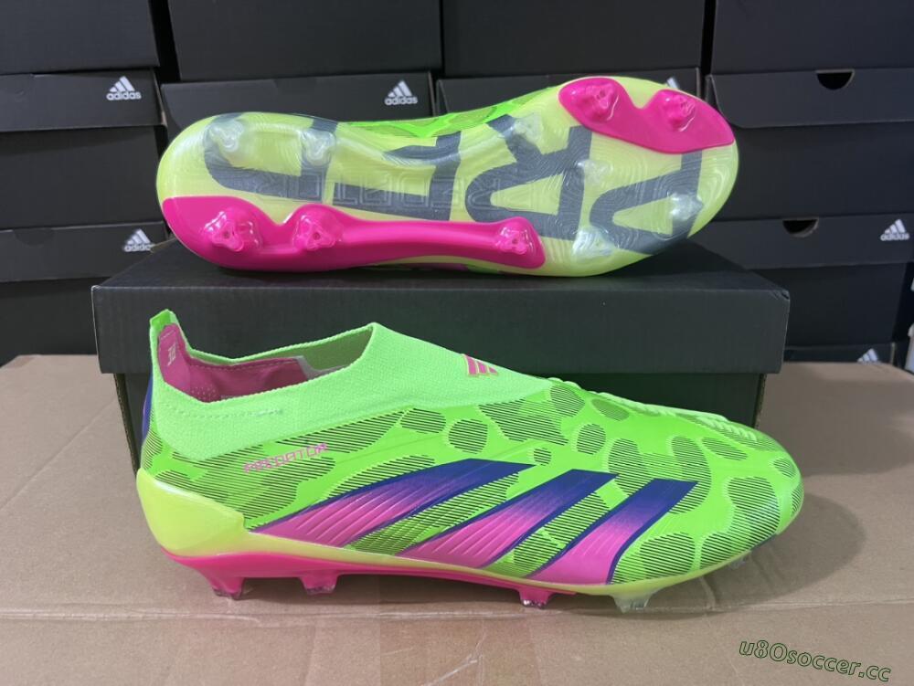 Men's Adidas Predator Accuracy+ FG Firm Ground Low-Tops Football Boots - Green/Purple/Yellow