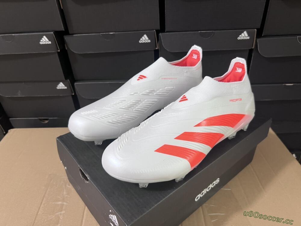 Unisex Adidas Predator Accuracy+ FG Firm Ground Low-Tops Football Boots - Beige/White/Red