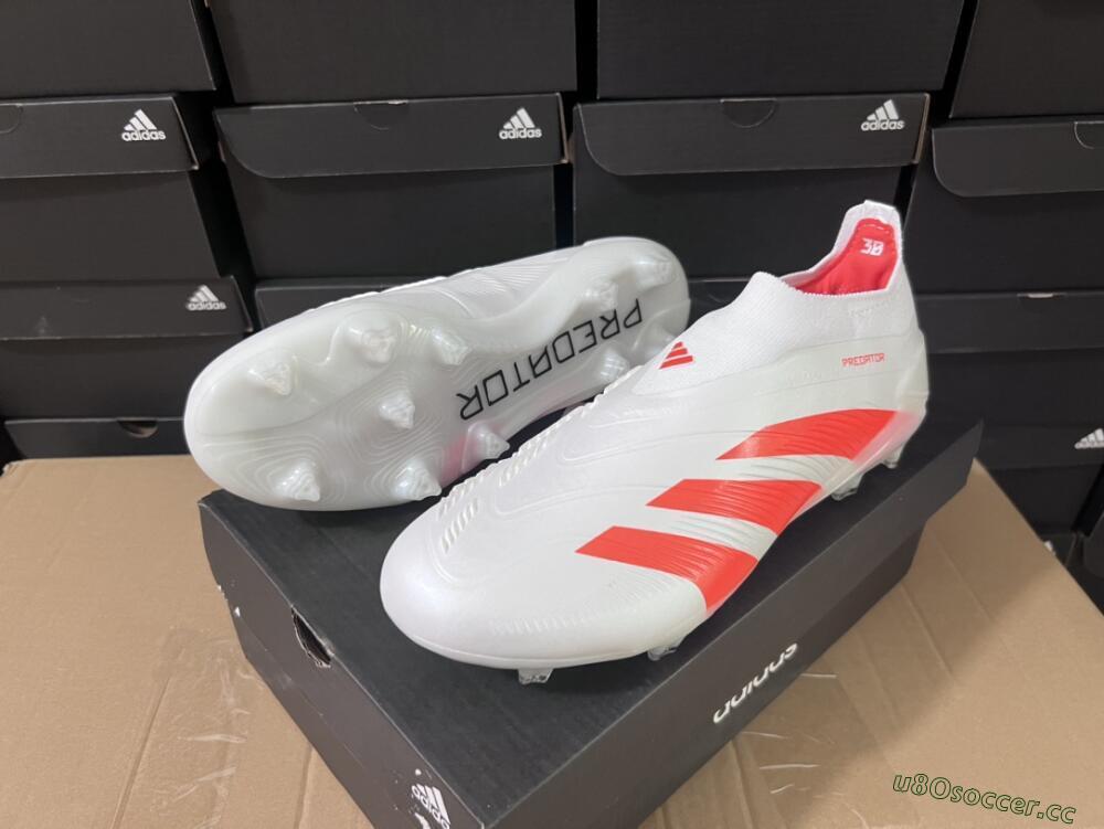 Unisex Adidas Predator Accuracy+ FG Firm Ground Low-Tops Football Boots - Beige/White/Red