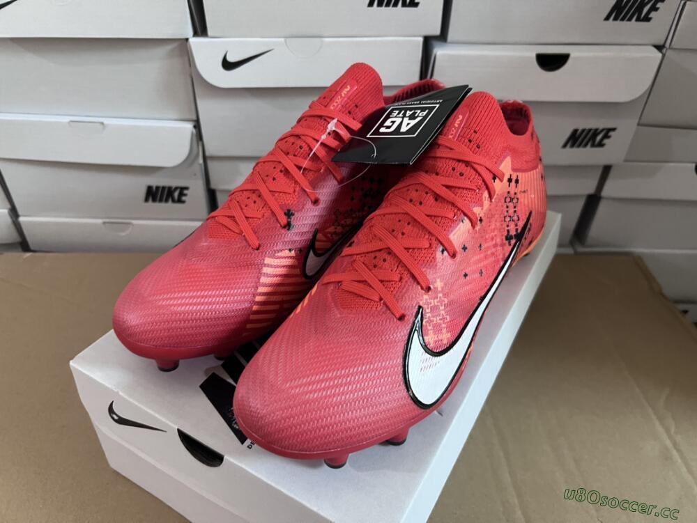 Men's Nike Air Zoom Mercurial Vapor 15 Elite AG Artificial Grass Low-Tops Football Boots - Red/White/Black