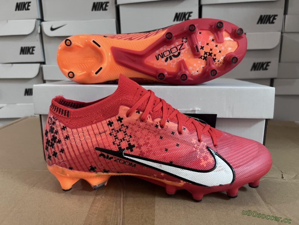 Men's Nike Air Zoom Mercurial Vapor 15 Elite AG Artificial Grass Low-Tops Football Boots - Red/White/Black