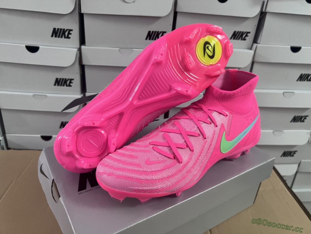 Unisex Nike Phantom Luna Elite NU FG Firm Ground High-Tops Football Boots - Pink/Yellow/Jade