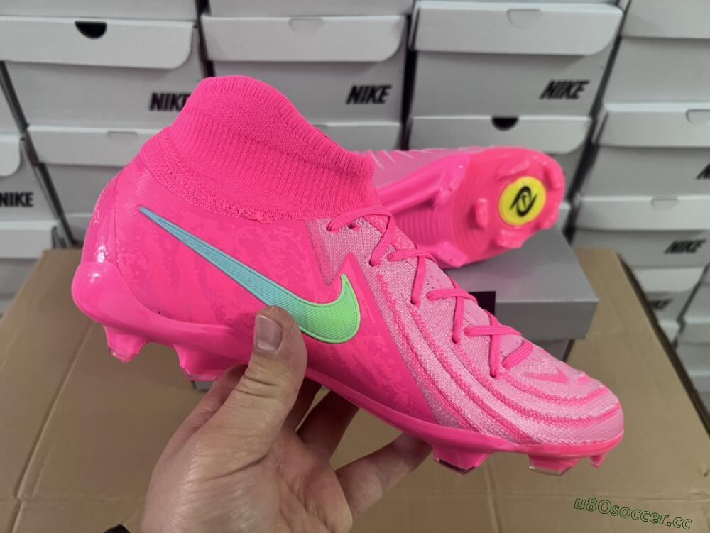 Unisex Nike Phantom Luna Elite NU FG Firm Ground High-Tops Football Boots - Pink/Yellow/Jade