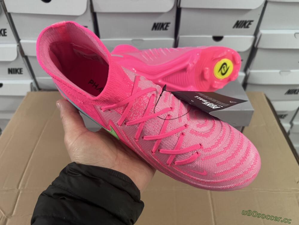 Unisex Nike Phantom Luna Elite NU FG Firm Ground High-Tops Football Boots - Pink/Yellow/Jade