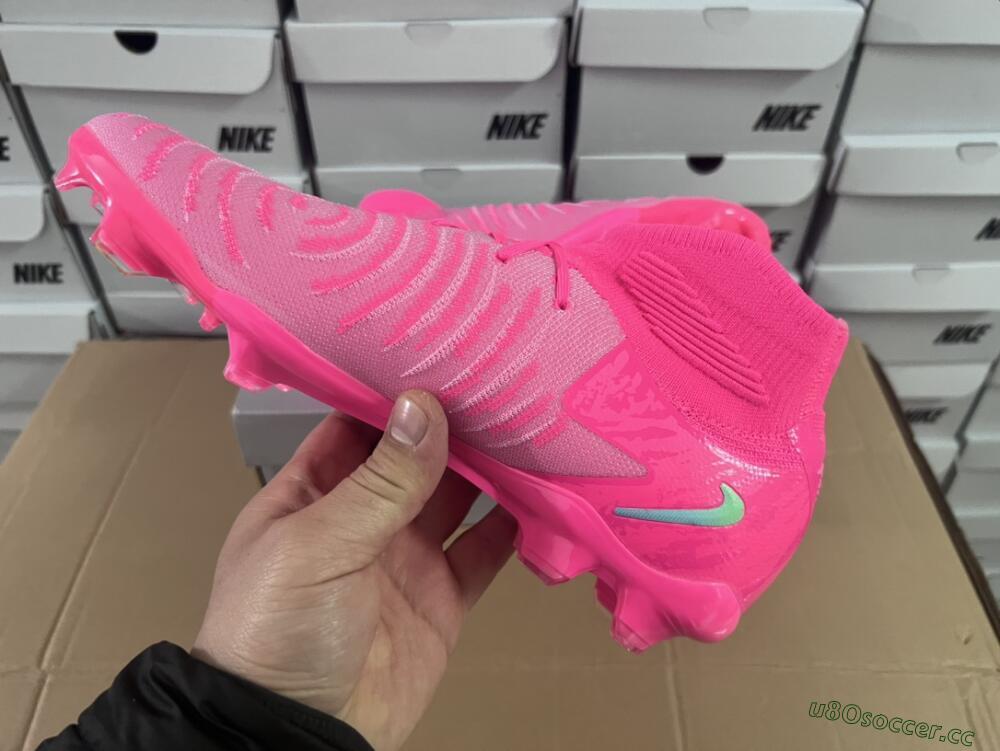 Unisex Nike Phantom Luna Elite NU FG Firm Ground High-Tops Football Boots - Pink/Yellow/Jade