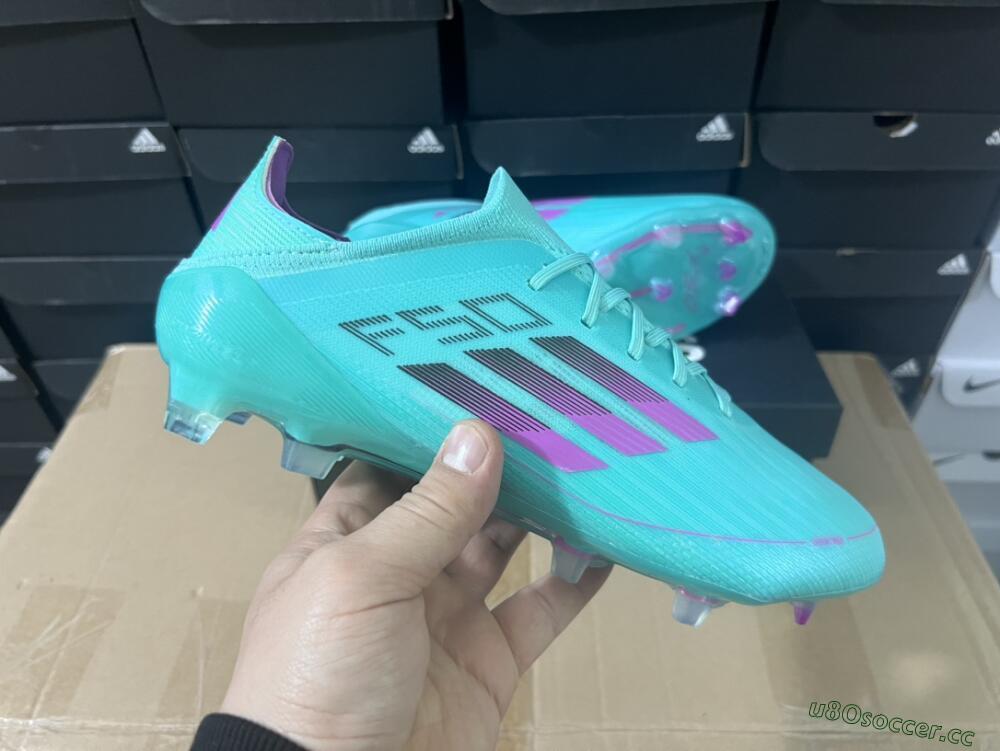 Unisex Adidas F50 Adizero FG Firm Ground Low-Tops Football Boots - Jade/Purple/Blue