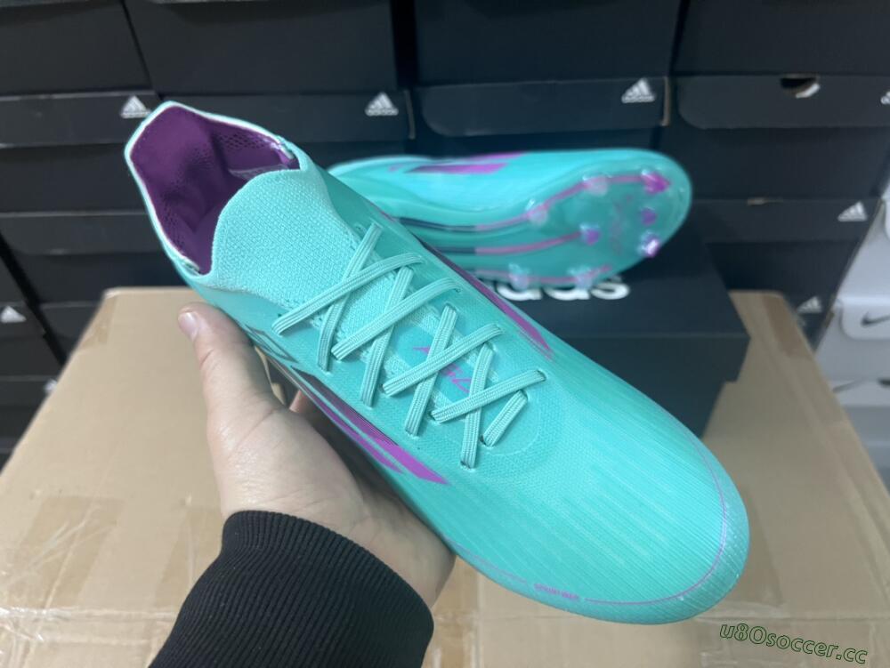 Unisex Adidas F50 Adizero FG Firm Ground Low-Tops Football Boots - Jade/Purple/Blue