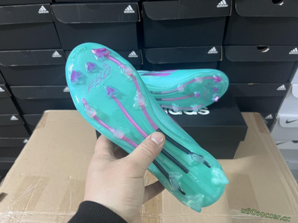 Unisex Adidas F50 Adizero FG Firm Ground Low-Tops Football Boots - Jade/Purple/Blue