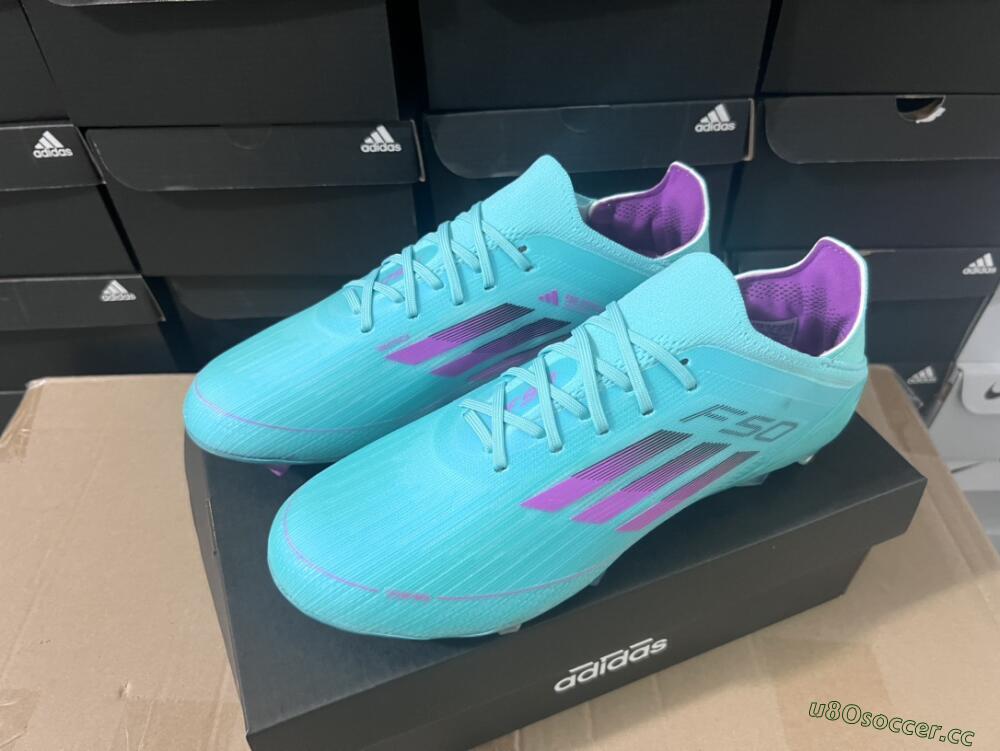 Unisex Adidas F50 Adizero FG Firm Ground Low-Tops Football Boots - Jade/Purple/Blue