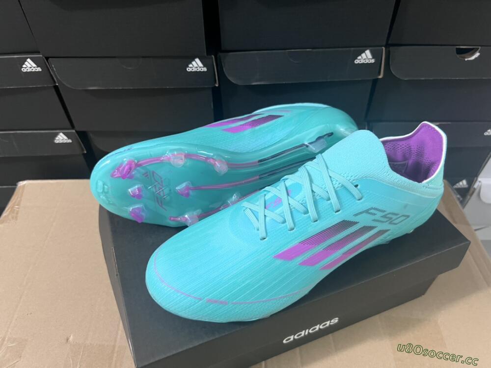 Unisex Adidas F50 Adizero FG Firm Ground Low-Tops Football Boots - Jade/Purple/Blue
