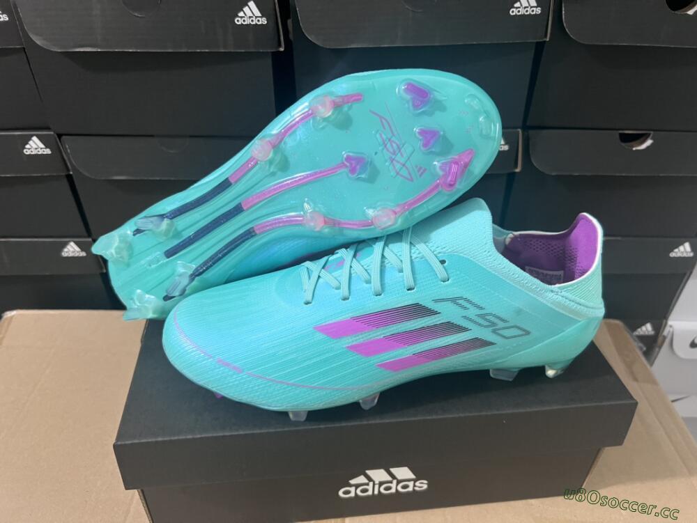 Unisex Adidas F50 Adizero FG Firm Ground Low-Tops Football Boots - Jade/Purple/Blue