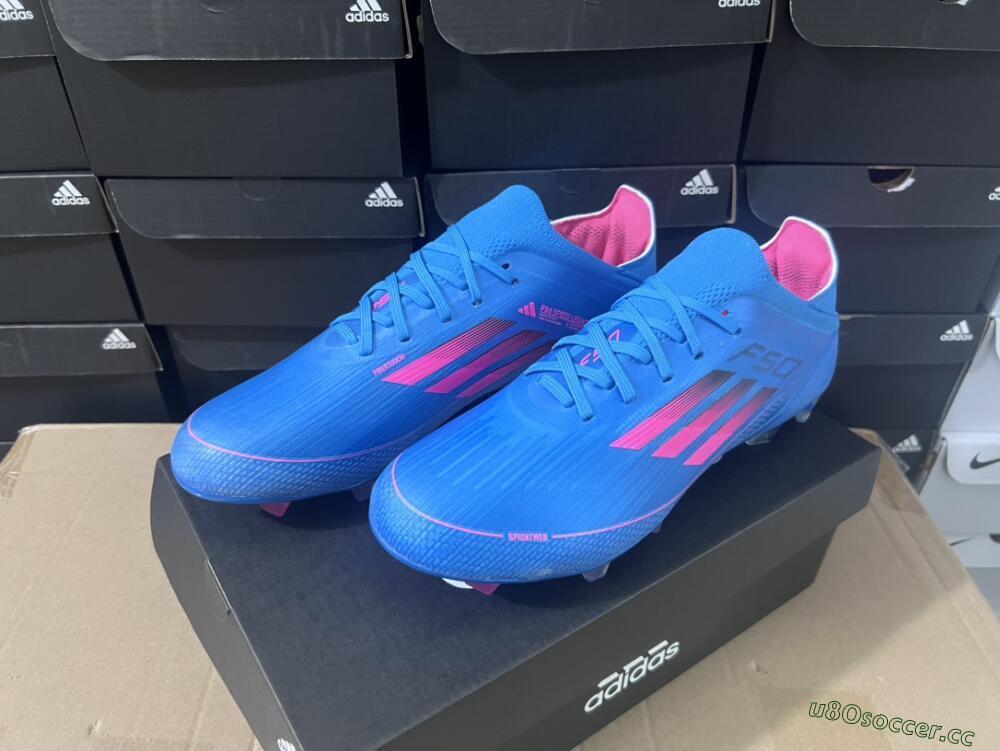 Unisex Adidas F50 Adizero FG Firm Ground Low-Tops Football Boots - Blue/Pink