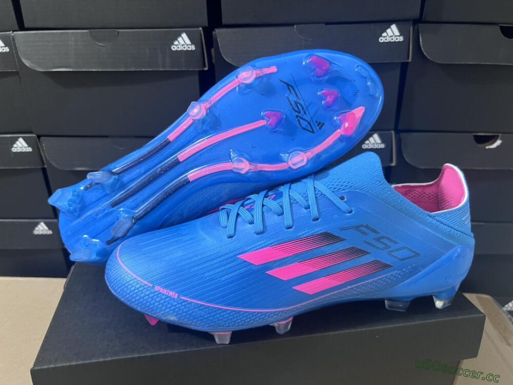 Unisex Adidas F50 Adizero FG Firm Ground Low-Tops Football Boots - Blue/Pink