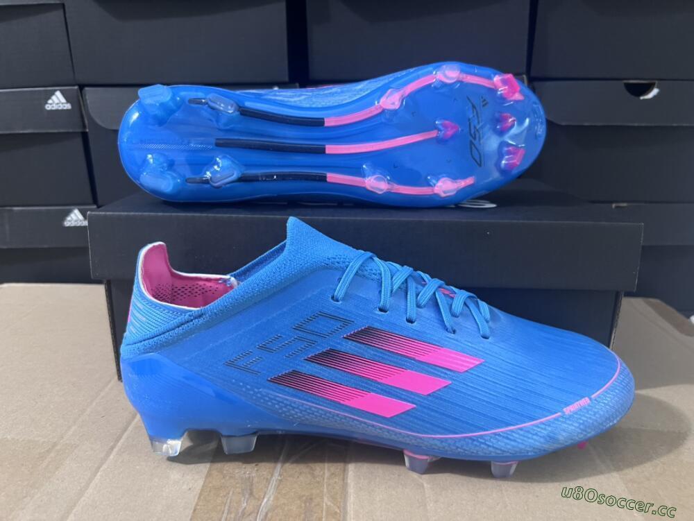 Unisex Adidas F50 Adizero FG Firm Ground Low-Tops Football Boots - Blue/Pink
