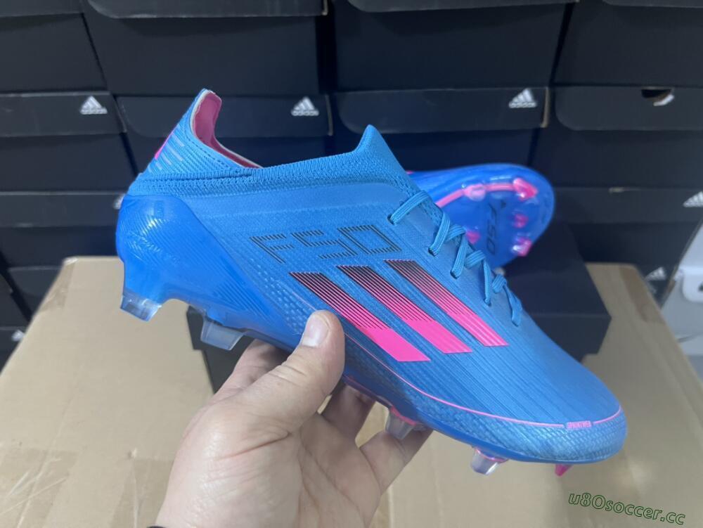 Unisex Adidas F50 Adizero FG Firm Ground Low-Tops Football Boots - Blue/Pink