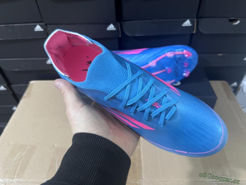 Unisex Adidas F50 Adizero FG Firm Ground Low-Tops Football Boots - Blue/Pink