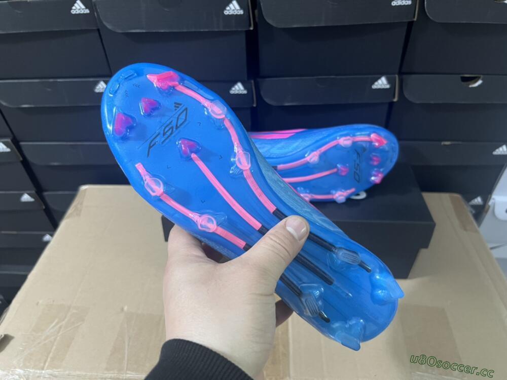 Unisex Adidas F50 Adizero FG Firm Ground Low-Tops Football Boots - Blue/Pink