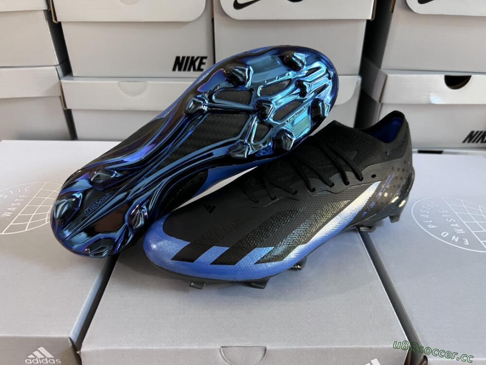 Men's Adidas X Crazyfast.1 FG Firm Ground Low-Tops Football Boots - Black/Blue/Gold