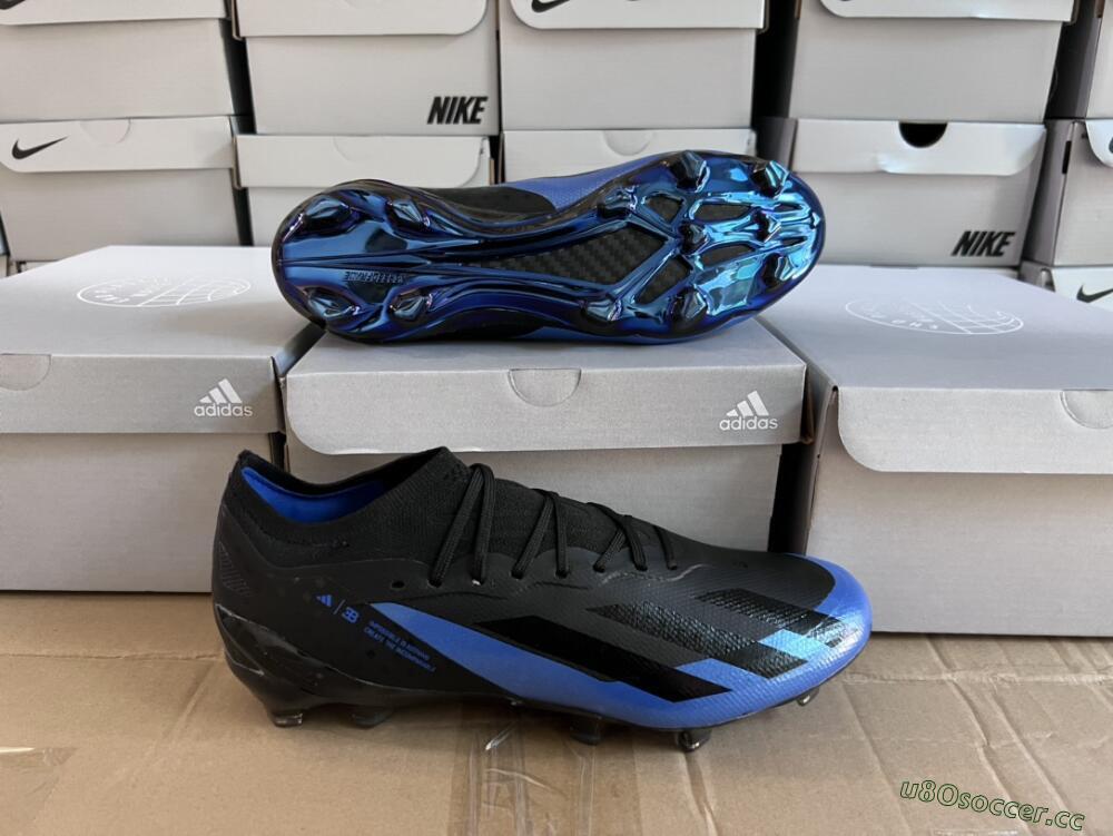 Men's Adidas X Crazyfast.1 FG Firm Ground Low-Tops Football Boots - Black/Blue/Gold