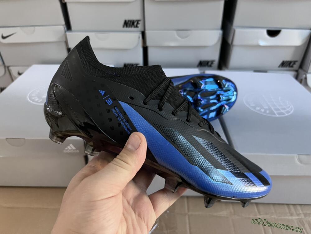 Men's Adidas X Crazyfast.1 FG Firm Ground Low-Tops Football Boots - Black/Blue/Gold