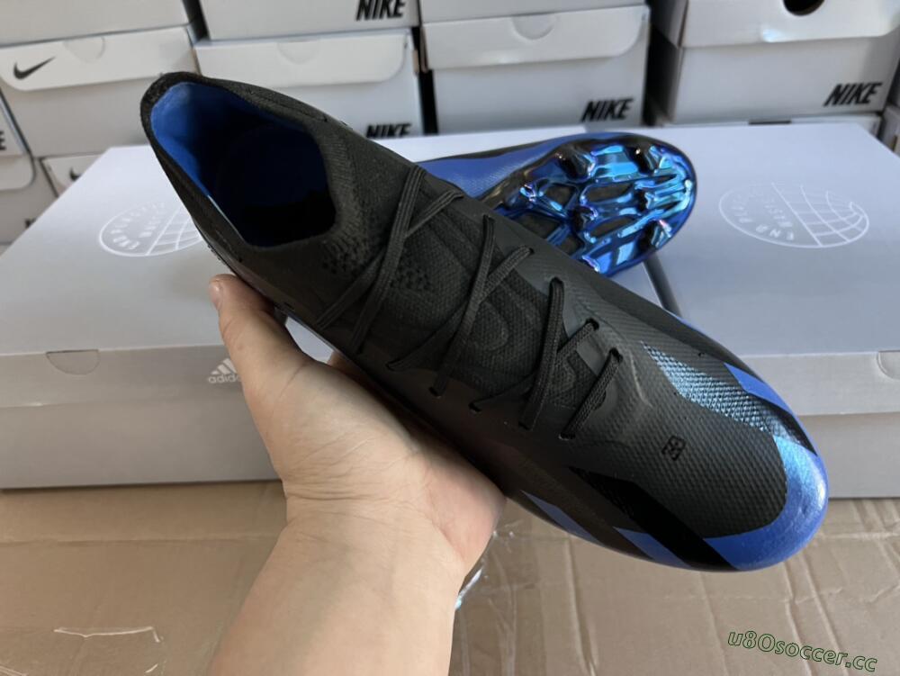 Men's Adidas X Crazyfast.1 FG Firm Ground Low-Tops Football Boots - Black/Blue/Gold