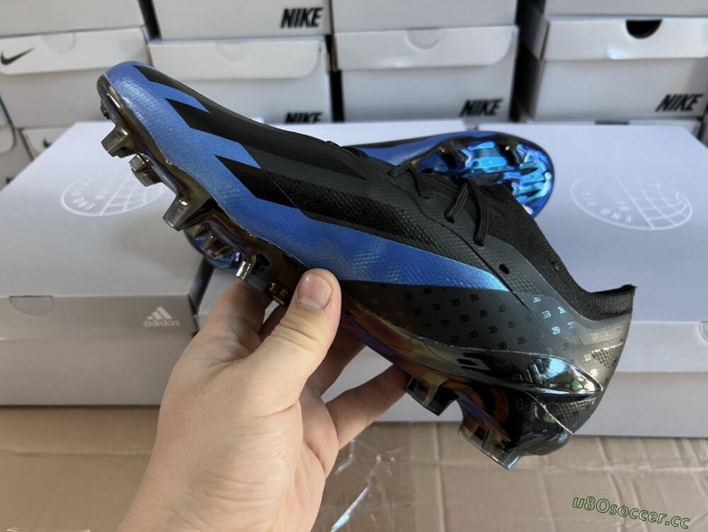 Men's Adidas X Crazyfast.1 FG Firm Ground Low-Tops Football Boots - Black/Blue/Gold