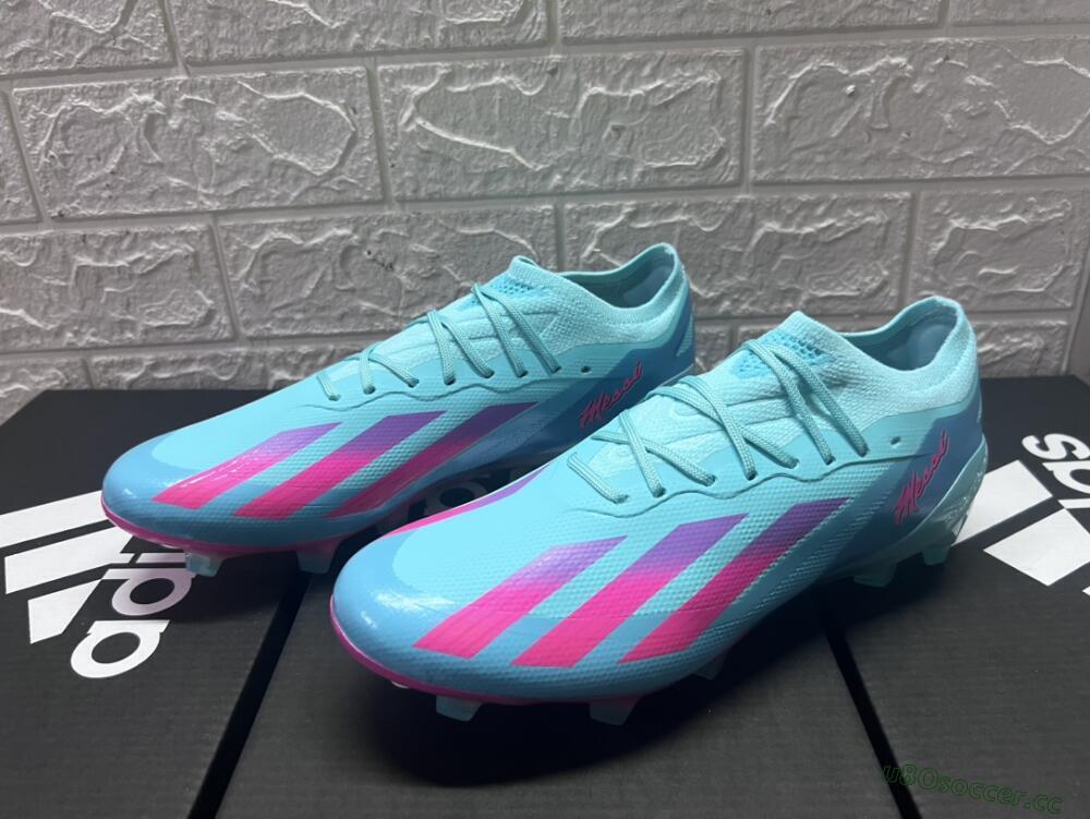 Men's Adidas X Crazyfast.1 Messi.1 FG Firm Ground Low-Tops Football Boots - Blue/Pink/Purple