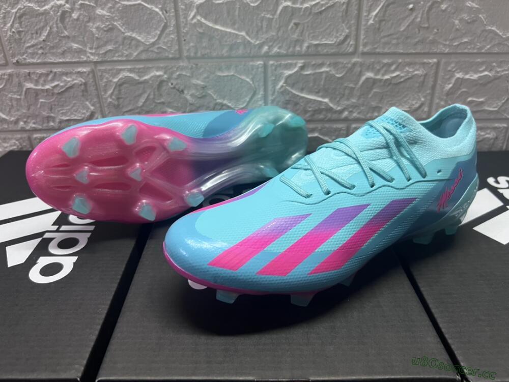 Men's Adidas X Crazyfast.1 Messi.1 FG Firm Ground Low-Tops Football Boots - Blue/Pink/Purple