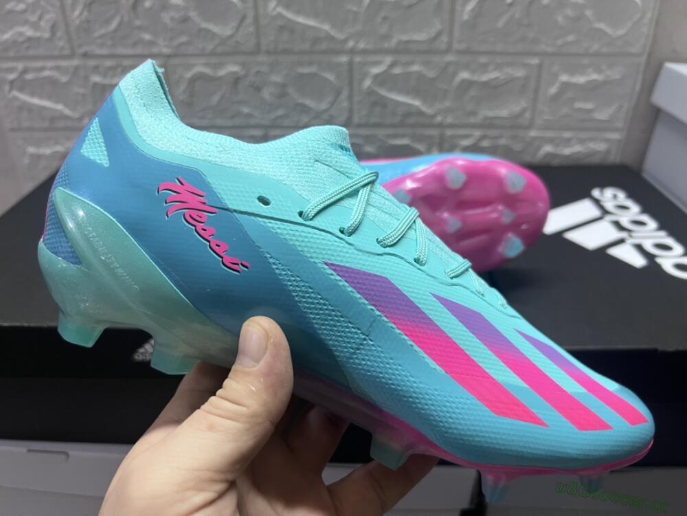 Men's Adidas X Crazyfast.1 Messi.1 FG Firm Ground Low-Tops Football Boots - Blue/Pink/Purple