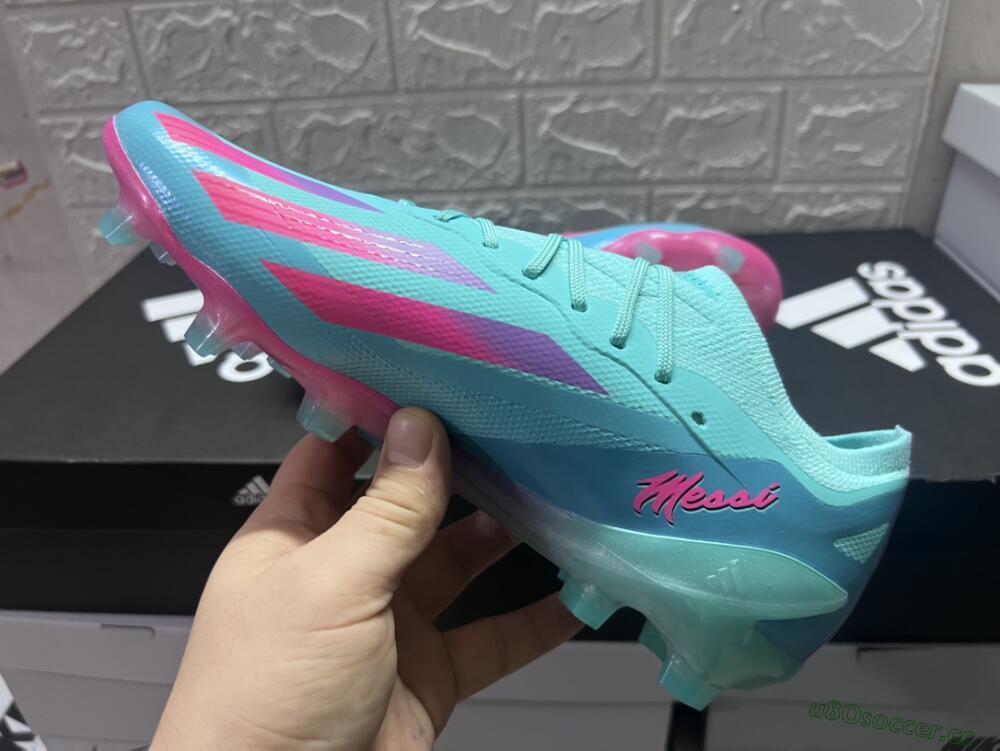 Men's Adidas X Crazyfast.1 Messi.1 FG Firm Ground Low-Tops Football Boots - Blue/Pink/Purple