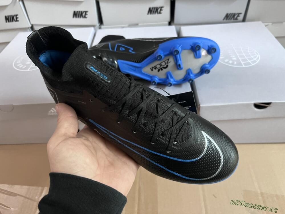 Unisex Nike Air Zoom Mercurial Superfly 9 Elite AG Artificial Grass High-Tops Football Boots - Black/Blue/White