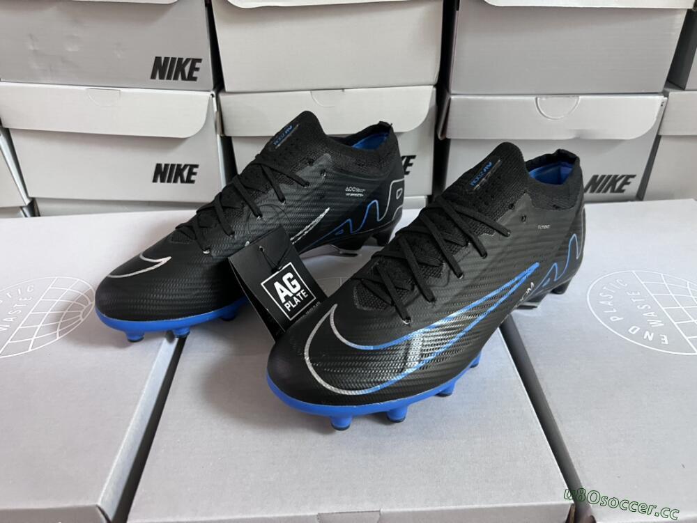 Unisex Nike Air Zoom Mercurial Vapor 15 Elite AG Artificial Grass Low-Tops Football Boots - Black/Blue/White