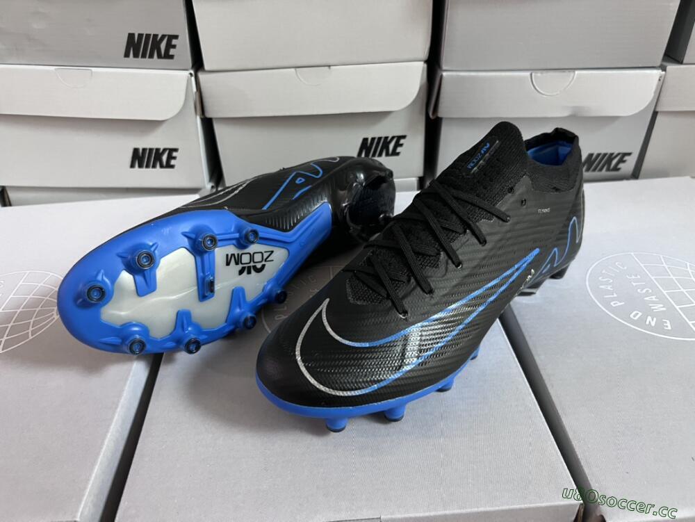 Unisex Nike Air Zoom Mercurial Vapor 15 Elite AG Artificial Grass Low-Tops Football Boots - Black/Blue/White