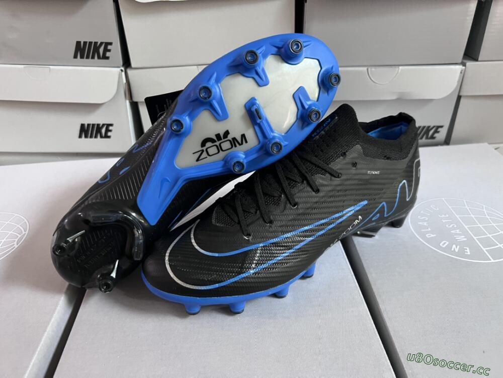 Unisex Nike Air Zoom Mercurial Vapor 15 Elite AG Artificial Grass Low-Tops Football Boots - Black/Blue/White