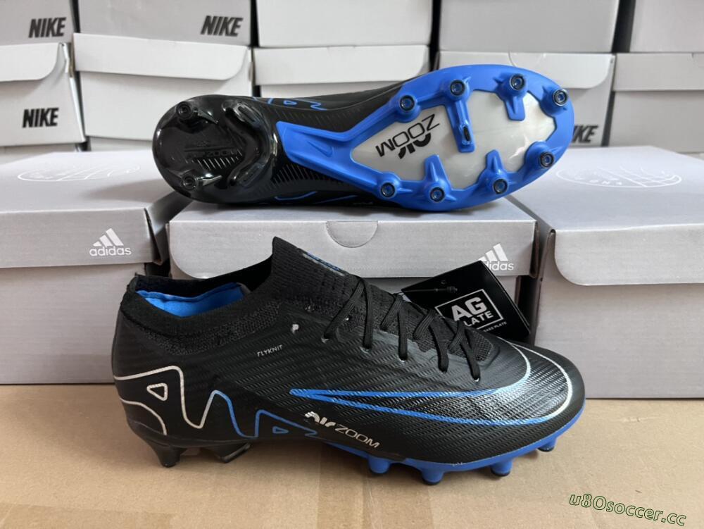 Unisex Nike Air Zoom Mercurial Vapor 15 Elite AG Artificial Grass Low-Tops Football Boots - Black/Blue/White
