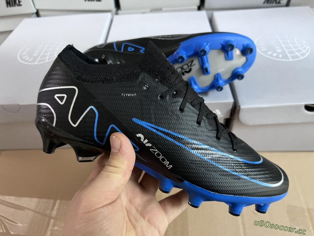 Unisex Nike Air Zoom Mercurial Vapor 15 Elite AG Artificial Grass Low-Tops Football Boots - Black/Blue/White