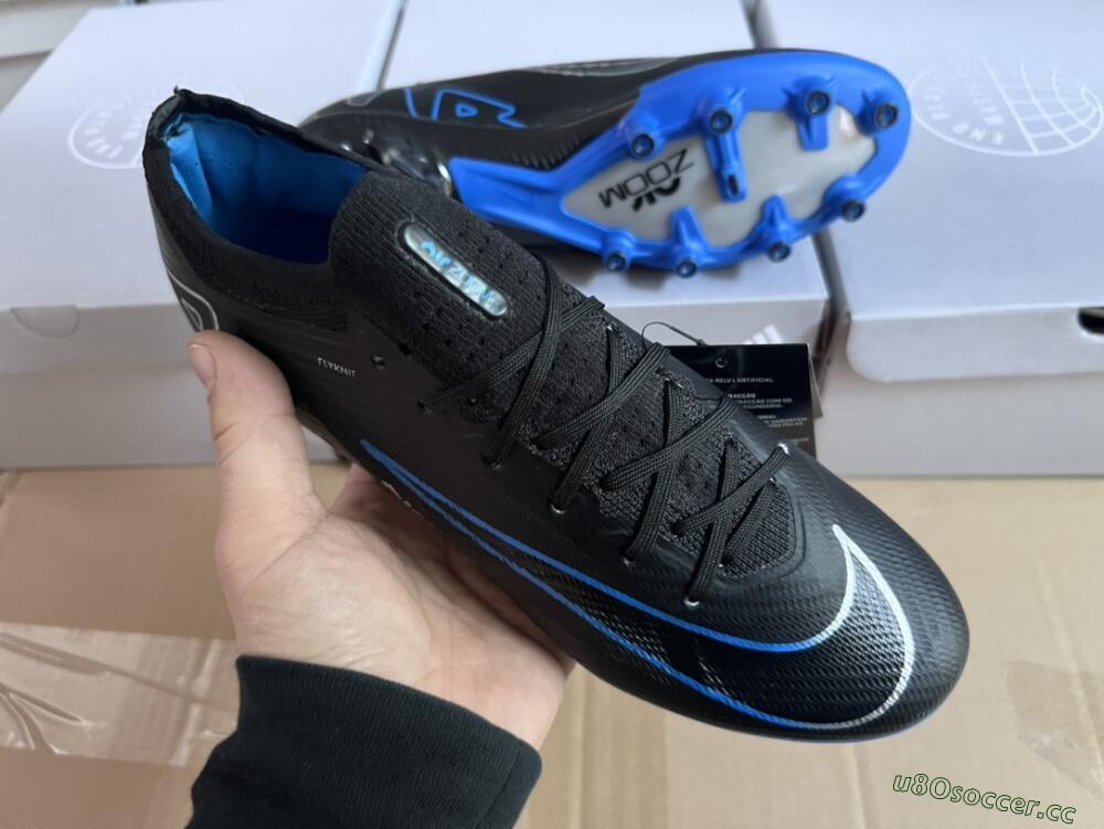 Unisex Nike Air Zoom Mercurial Vapor 15 Elite AG Artificial Grass Low-Tops Football Boots - Black/Blue/White