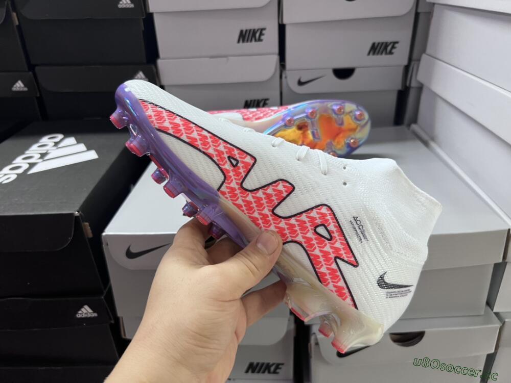 Men's Nike Air Zoom Mercurial Superfly 9 Elite AG Artificial Grass High-Tops Football Boots - White/Pink