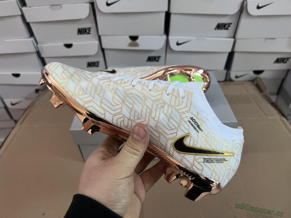 Unisex Nike Air Zoom Mercurial Vapor 15 Elite FG Firm Ground Low-Tops Football Boots - White/Gold/Black