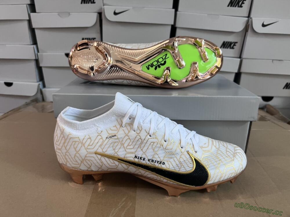 Unisex Nike Air Zoom Mercurial Vapor 15 Elite FG Firm Ground Low-Tops Football Boots - White/Gold/Black
