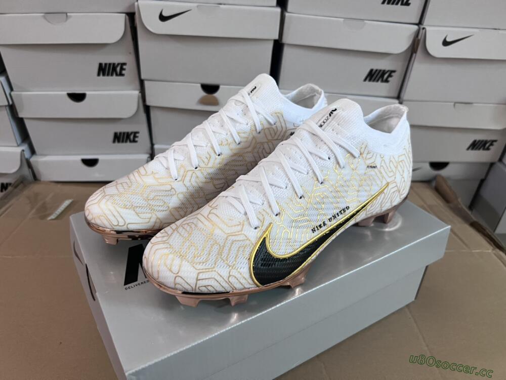 Unisex Nike Air Zoom Mercurial Vapor 15 Elite FG Firm Ground Low-Tops Football Boots - White/Gold/Black