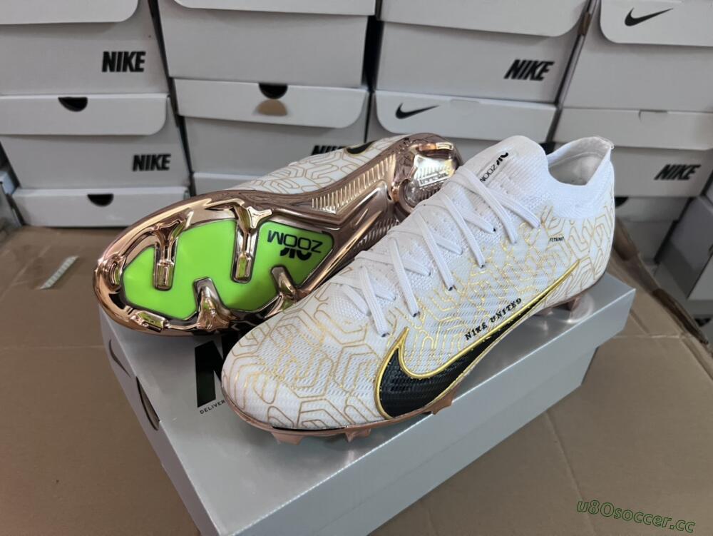 Unisex Nike Air Zoom Mercurial Vapor 15 Elite FG Firm Ground Low-Tops Football Boots - White/Gold/Black