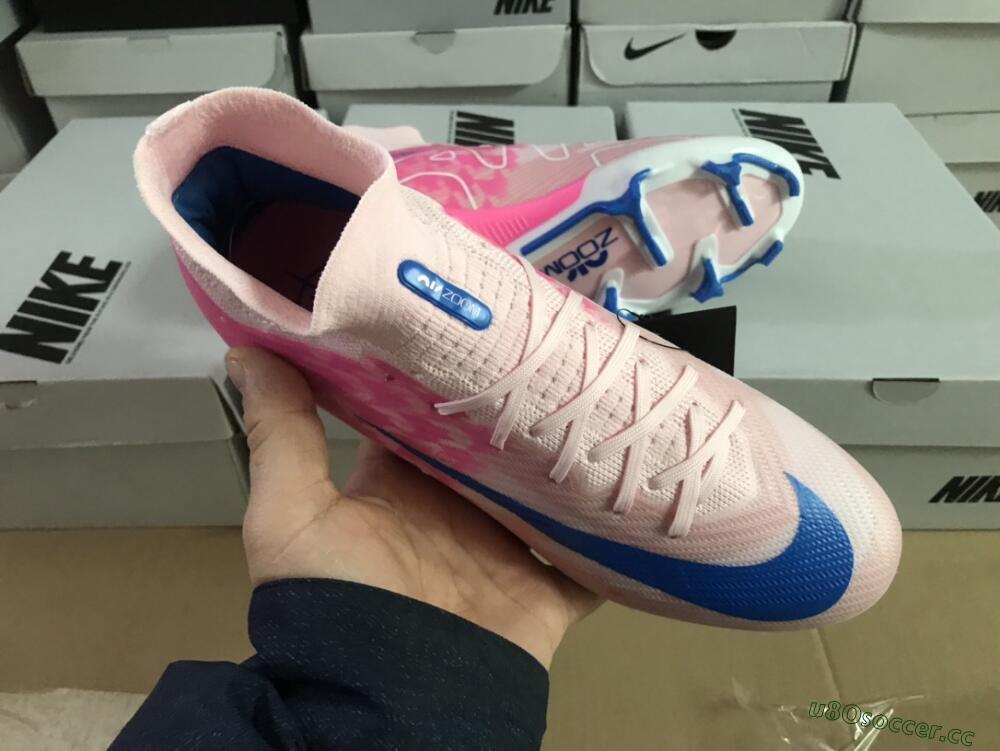Unisex Nike Air Zoom Mercurial Superfly 9 Elite FG Firm Ground High-Tops Football Boots - Pink/Blue/White